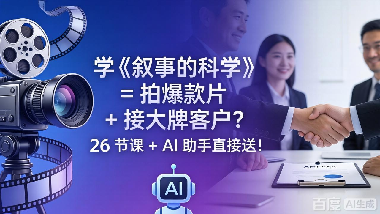 学《叙事的科学》= 拍爆款片 + 接大牌客户？26 节课 + AI 助手直接送！选优云网创选优云网创