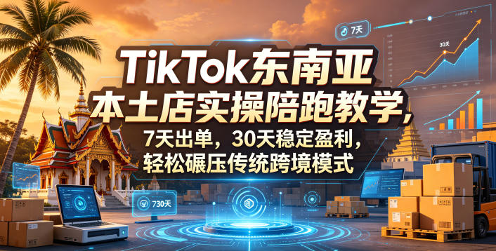TikTok东南亚本土店实操陪跑教学，7天出单，30天稳定盈利，轻松碾压传统跨境模式选优云网创选优云网创