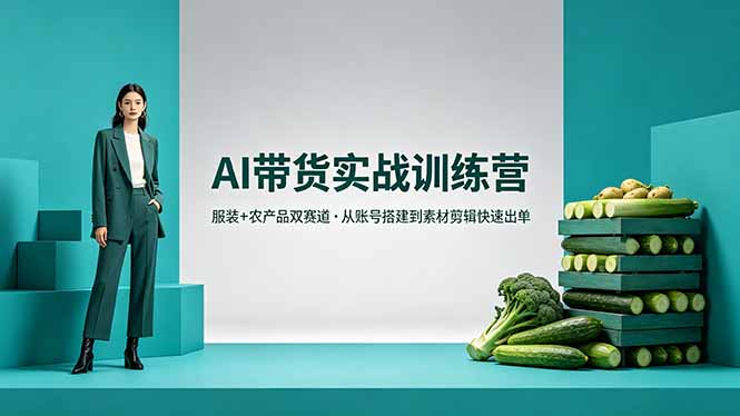 AI带货实战训练营,服装+农产品双赛道,从账号搭建到素材剪辑快速出单选优云网创选优云网创