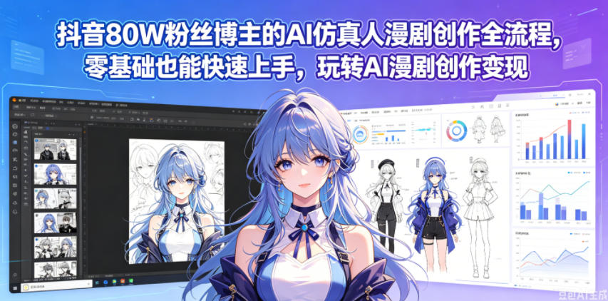 抖音80W粉丝博主的AI仿真人漫剧创作全流程，零基础也能快速上手，玩转AI漫剧创作变现选优云网创选优云网创