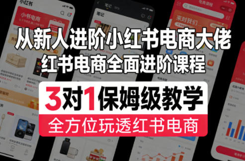 从新人进阶小红书电商大佬,红书电商全面进阶课程,3对1保姆级教学,全方位玩透红书电商选优云网创选优云网创