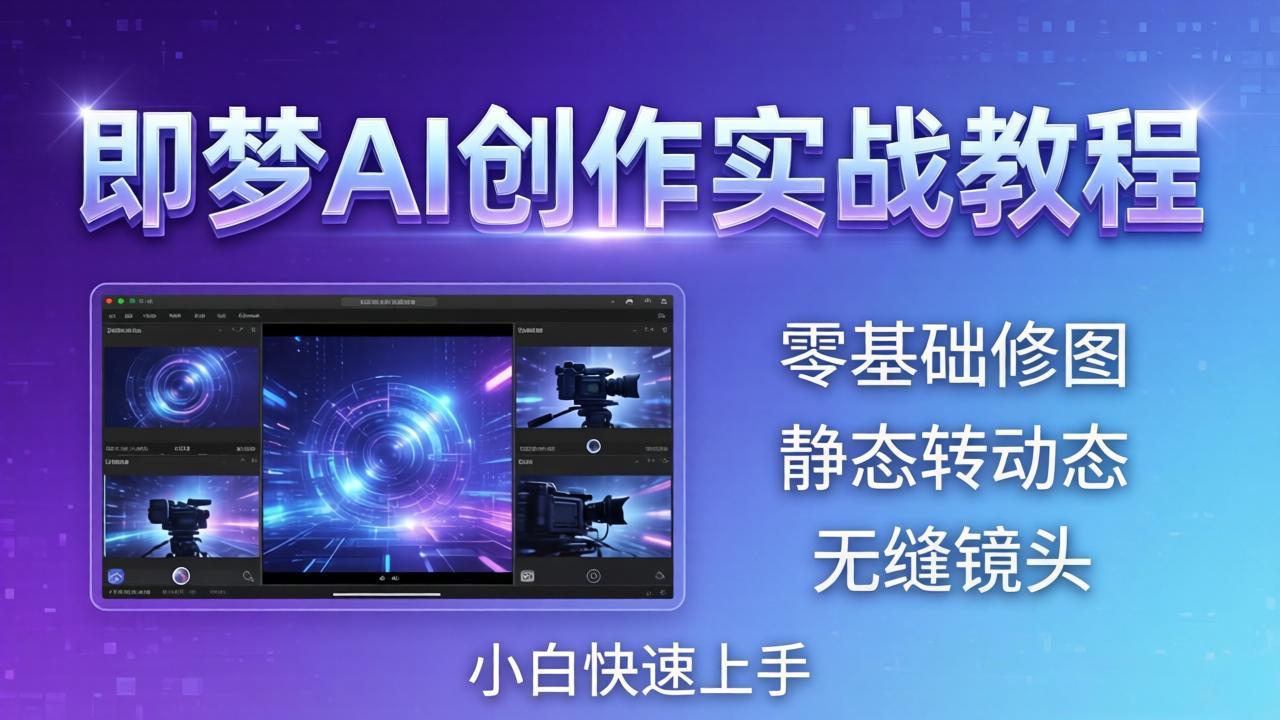 即梦AI创作实战教程，从零基础修图到AI导演，实战教学静态转动态+无缝镜头，小白快速上手选优云网创选优云网创