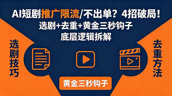 AI短剧推广总被限流、不出单?4招选剧+去重技巧+黄金三秒钩子,手把手拆解底层逻辑选优云网创选优云网创