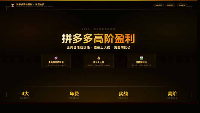 拼多多高阶盈利年费会员(更新3月31选优云网创选优云网创