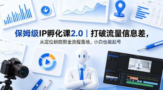 保姆级IP孵化课2.0｜打破流量信息差，从定位到拍剪全流程落地，小白也能起号选优云网创选优云网创