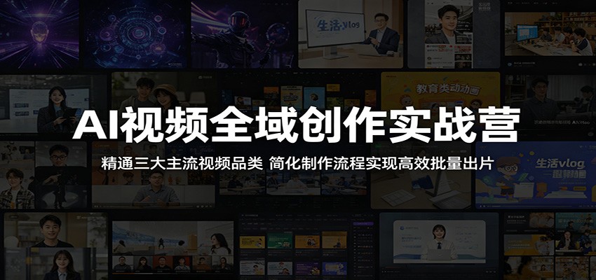 AI视频全域创作实战营:精通三大主流视频品类,简化制作流程实现高效批量出片选优云网创选优云网创