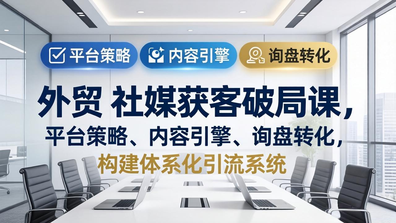 外贸 社媒获客破局课，平台策略、内容引擎、询盘转化，构建体系化引流系统(更新26年3月选优云网创选优云网创