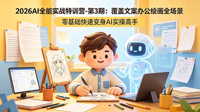 2026AI全能实战特训营-第3期：覆盖文案办公绘画全场景 零基础快速变身AI实操高手选优云网创选优云网创