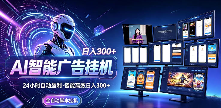 AI智能广告挂G项目,无需人工,单机稳定日入200+,可矩阵放大,24小时不间断刷广告賺收益【揭秘】选优云网创选优云网创