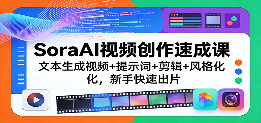 SoraAI视频创作速成课:文本生成视频+提示词+剪辑+风格化,新手快速出片选优云网创选优云网创