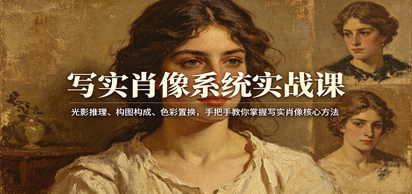 写实肖像系统实战课:光影推理、构图构成、色彩置换,手把手教你掌握写实肖像核心方法选优云网创选优云网创