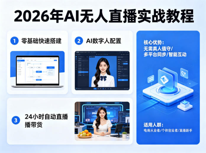 2026年AI无人直播实战教程,零基础也能快速搭建AI数字人无人直播间,实现24小时自动直播带货选优云网创选优云网创