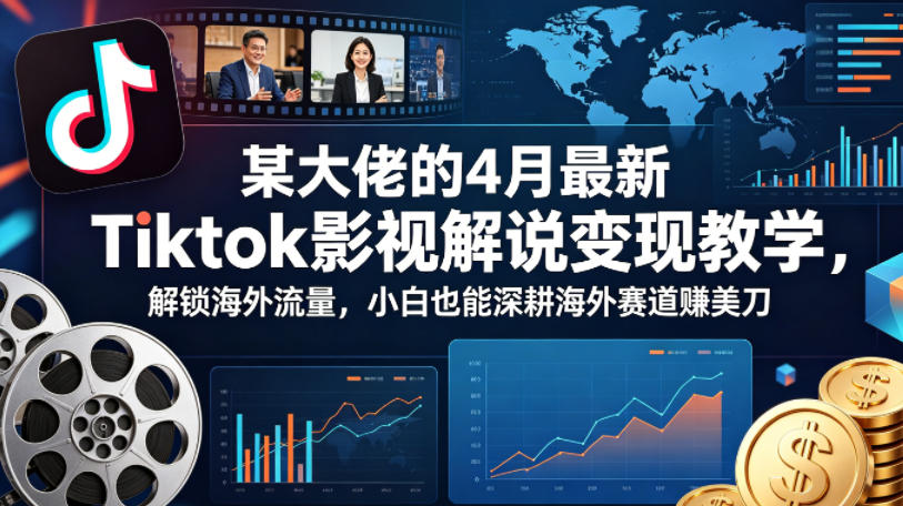 某大佬的4月最新Tiktok影视解说变现教学,解锁海外流量,小白也能深耕海外赛道賺美刀选优云网创选优云网创