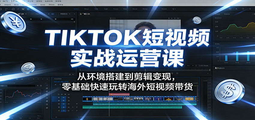 TIKTOK短视频实战运营课：从环境搭建到剪辑变现，零基础快速玩转海外短视频带货选优云网创选优云网创