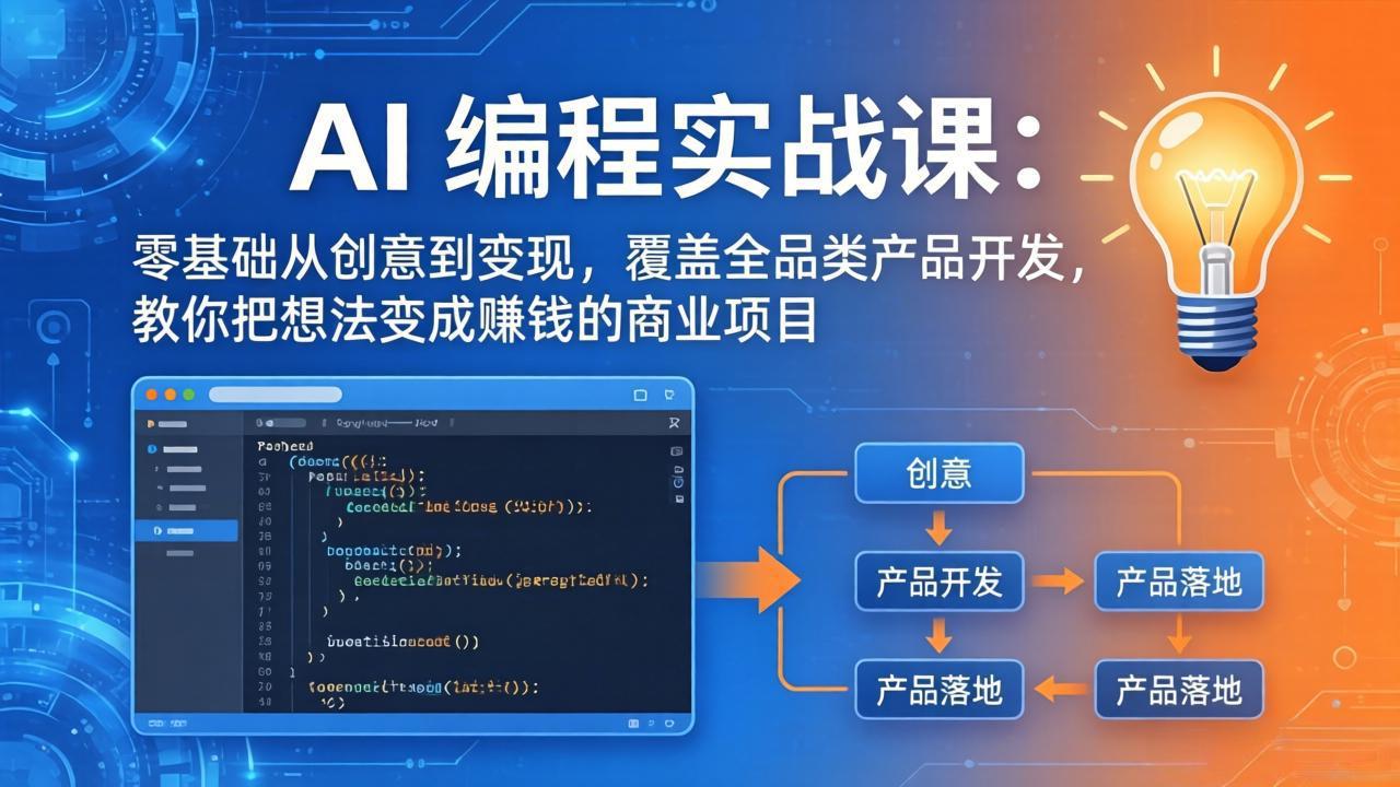 AI编程实战课-第三期-5月3更新:零基础从创意到变现,覆盖全品类产品开发,把想法变成赚钱项目选优云网创选优云网创