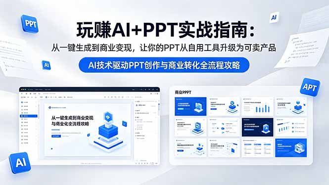 玩赚AI+PPT实战指南-更新5月13:从一键生成到商业变现,让你的PPT从自用工具升级为可卖产品选优云网创选优云网创
