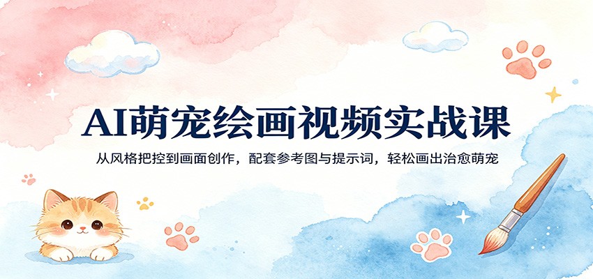 AI萌宠绘画视频实战课：从风格把控到画面创作，配套参考图与提示词，轻松画出治愈萌宠选优云网创选优云网创