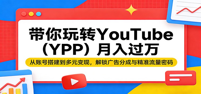 带你玩转YouTube(YPP)月入过万：从账号搭建到多元变现，解锁广告分成与精准流量密码选优云网创选优云网创