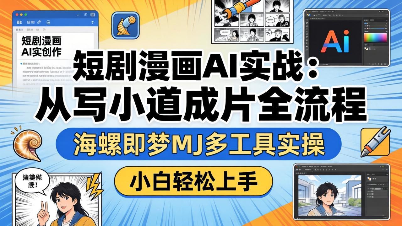 短剧漫画AI实战：从写小说到成片全流程，海螺即梦MJ多工具实操，小白轻松上手选优云网创选优云网创