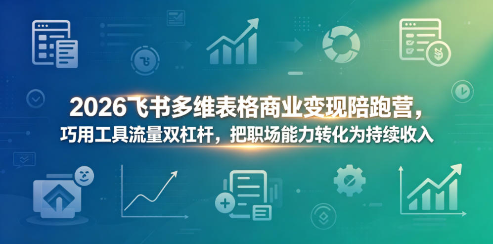 2026飞书多维表格商业变现陪跑营,巧用工具流量双杠杆,把职场能力转化为持续收入选优云网创选优云网创