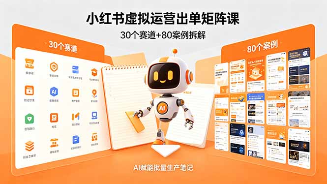小红书虚拟运营出单矩阵课:30个赛道+80案例拆解,AI赋能批量生产笔记选优云网创选优云网创