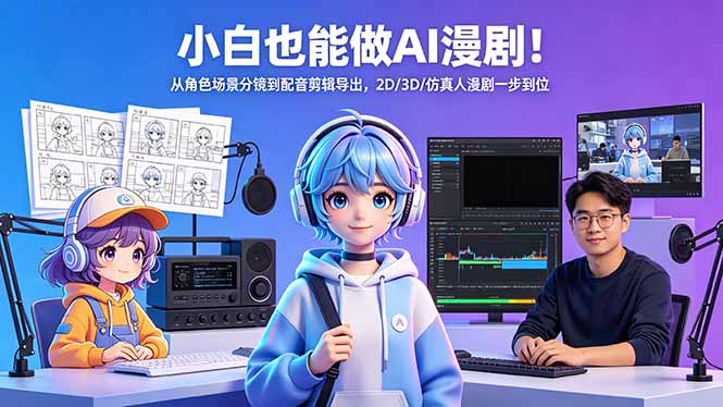 小白也能做AI漫剧！从角色场景分镜到配音剪辑导出，2D/3D/仿真人漫剧一步到位选优云网创选优云网创