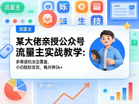 某大佬亲授公众号流量主实战教学:多赛道玩法全覆盖,小白轻松变现,每月多挣5k+选优云网创选优云网创