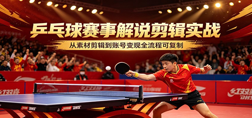 乒乓球赛事解说剪辑实战,从素材剪辑到账号变现全流程可复制选优云网创选优云网创