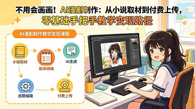 不用会画画!AI漫剧制作:从小说取材到付费上传,零基础手把手教学变现路径选优云网创选优云网创