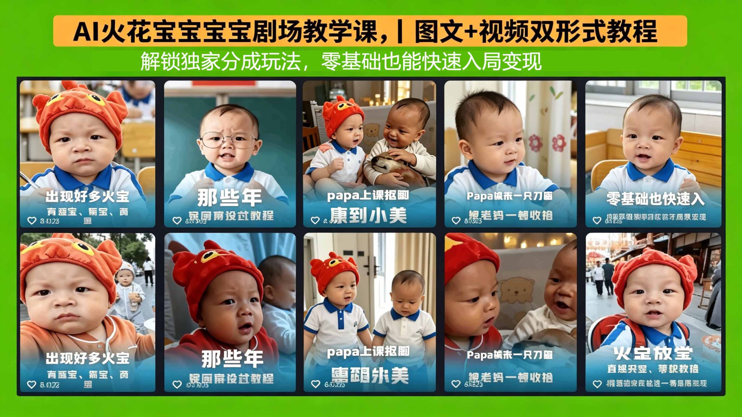 AI火花宝宝宝宝剧场教学课，图文+视频双形式教程，解锁独家分成玩法，零基础也能快速入局变现选优云网创选优云网创