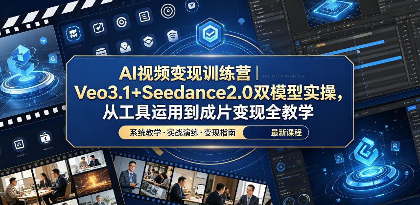 AI视频变现训练营｜Veo3.1+Seedance2.0双模型实操，从工具运用到成片变现全教学选优云网创选优云网创