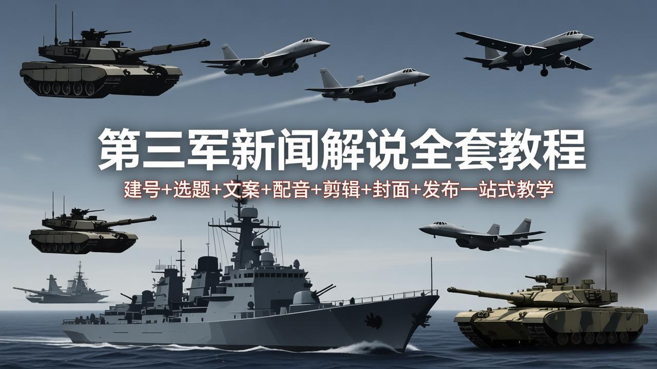第三军迷新闻解说全套教程：建号+选题+文案+配音+剪辑+封面+发布一站式教学选优云网创选优云网创