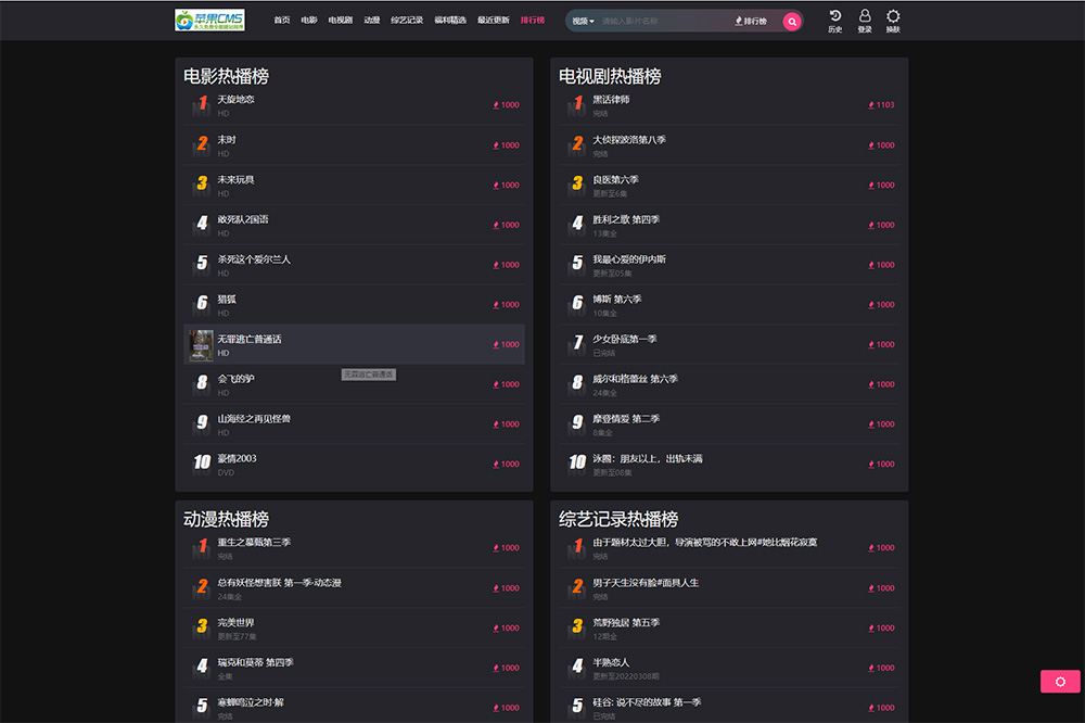 图片[3]选优云网创2023新版仿短视影视苹果CMS系统源码 PC+H5 明暗两种皮肤选优云网创选优云网创