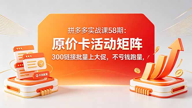 拼多多实战课58期:原价卡活动矩阵,300链接批量上大促,不亏钱跑量选优云网创选优云网创