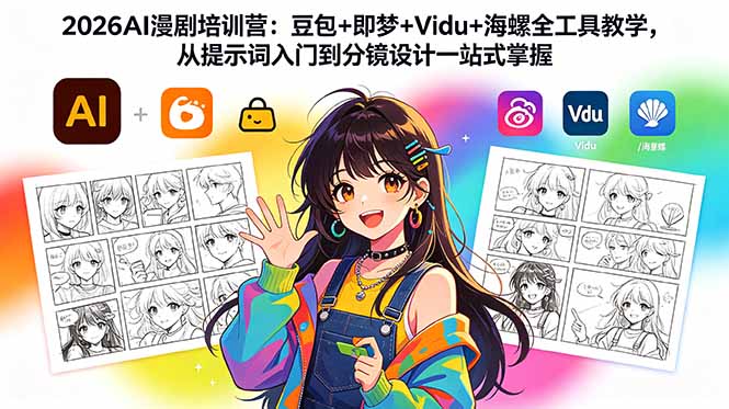2026AI漫剧培训营：豆包+即梦+Vidu+海螺全工具教学，从提示词入门到分镜设计一站式掌握选优云网创选优云网创