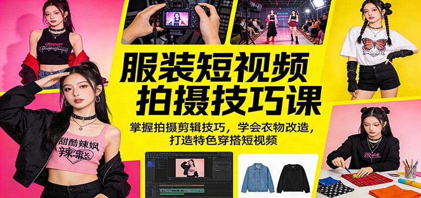 服装短视频拍摄技巧课:掌握拍摄剪辑技巧,学会衣物改造,打造特色穿搭短视频选优云网创选优云网创