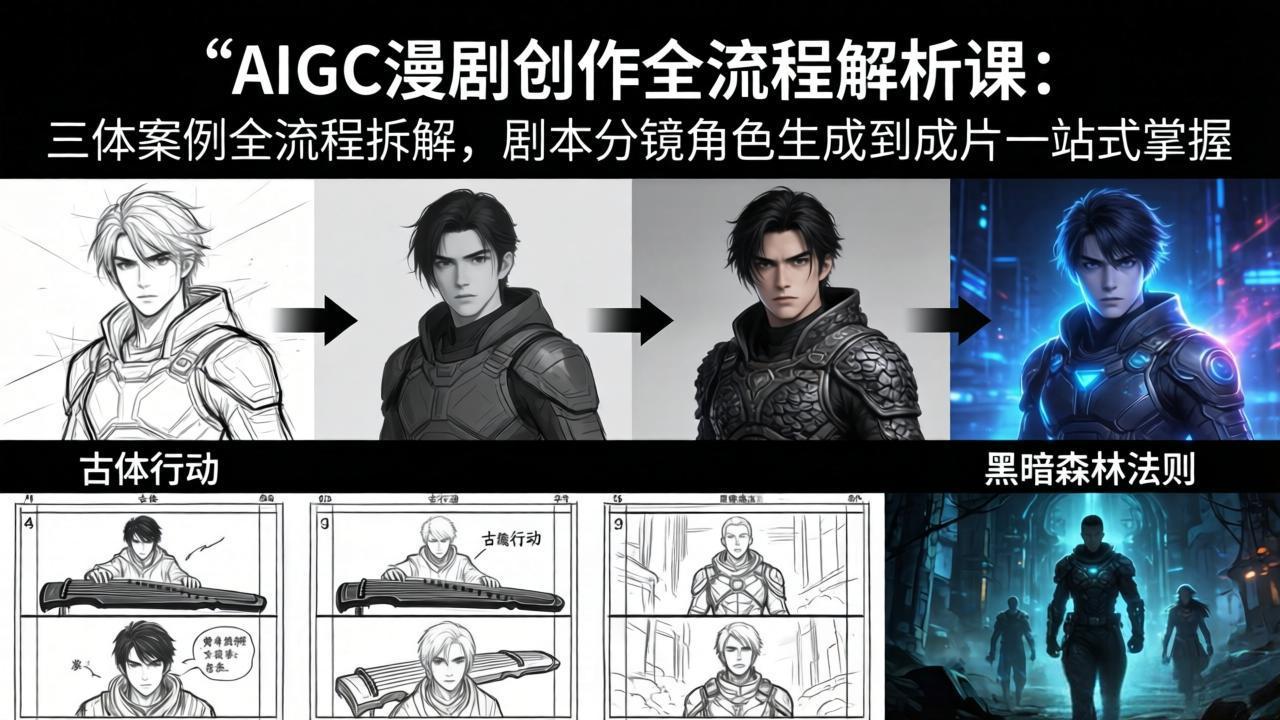 AIGC漫剧创作全流程解析课:三体案例全流程拆解,剧本分镜角色生成到成片一站式掌握选优云网创选优云网创