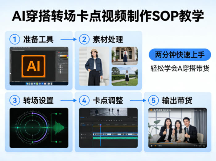 AI穿搭转场卡点视频制作SOP教学,两分钟快速上手,轻松学会AI穿搭带货选优云网创选优云网创