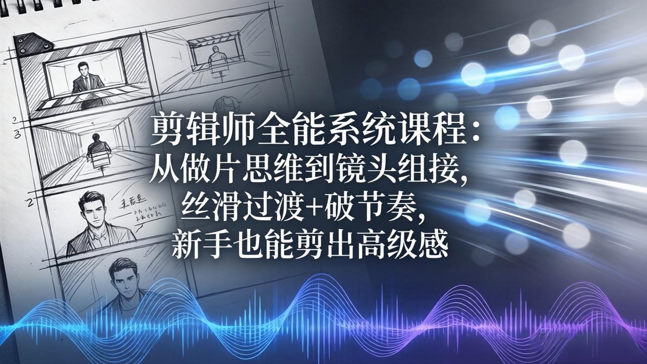 剪辑师全能系统课程:从做片思维到镜头组接,丝滑过渡+破节奏,新手也能剪出高级感选优云网创选优云网创