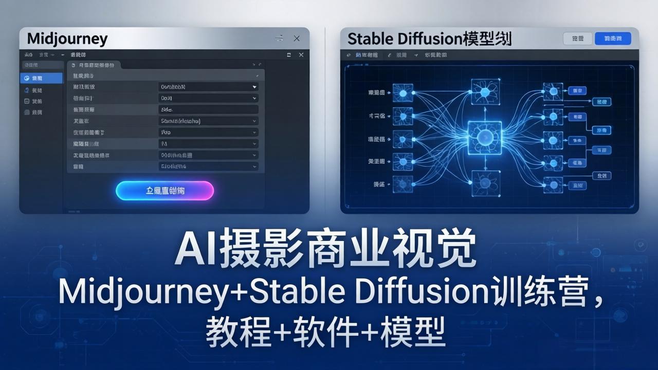 AI摄影商业视觉Midjourney+Stable Diffusion训练营，教程+软件+模型选优云网创选优云网创