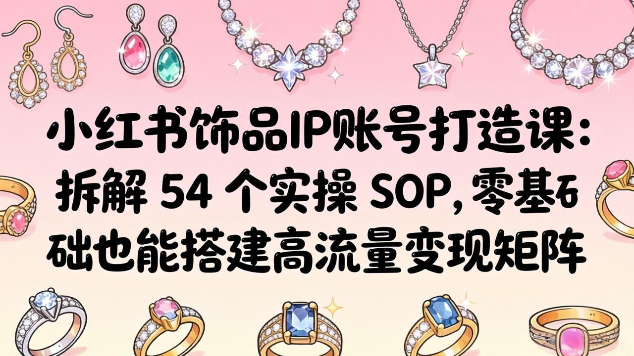 小红书饰品IP账号打造课：拆解 54 个实操 SOP，零基础也能搭建高流量变现矩阵选优云网创选优云网创