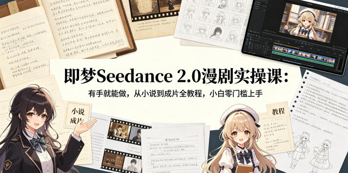 即梦Seedance 2.0漫剧实操课：有手就能做，从小说到成片全教程，小白零门槛上手选优云网创选优云网创