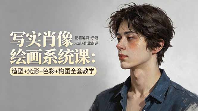 写实肖像绘画系统课:造型+光影+色彩+构图全套教学,配套笔刷+示范+作业点评选优云网创选优云网创