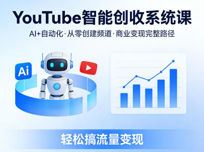 YouTube智能创收系统课,AI+自动化,从零创建YouTube频道并实现商业变现的完整路径,轻松搞流量变现选优云网创选优云网创