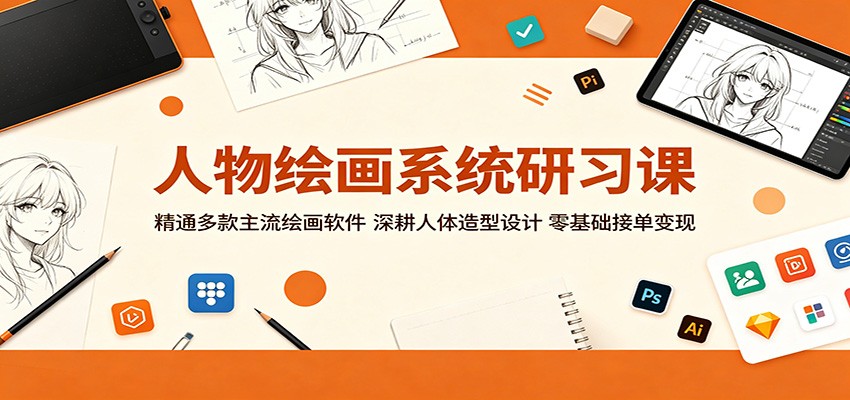 人物绘画系统研习课：精通多款主流绘画软件，深耕人体造型设计，零基础接单变现选优云网创选优云网创