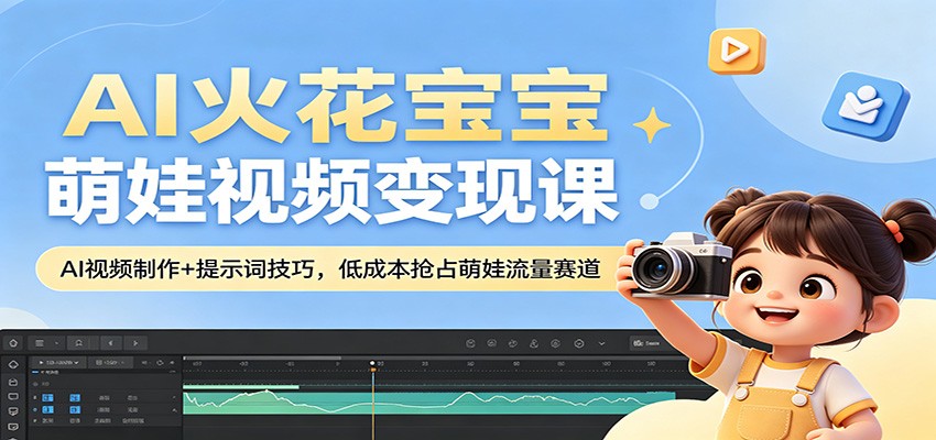 AI火花宝宝萌娃视频变现课：AI视频制作+提示词技巧，低成本抢占萌娃流量赛道选优云网创选优云网创