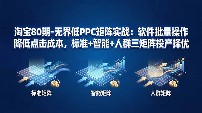 淘宝80期-无界低PPC矩阵实战:软件批量操作降低点击成本,标准+智能+人群三矩阵投产择优选优云网创选优云网创