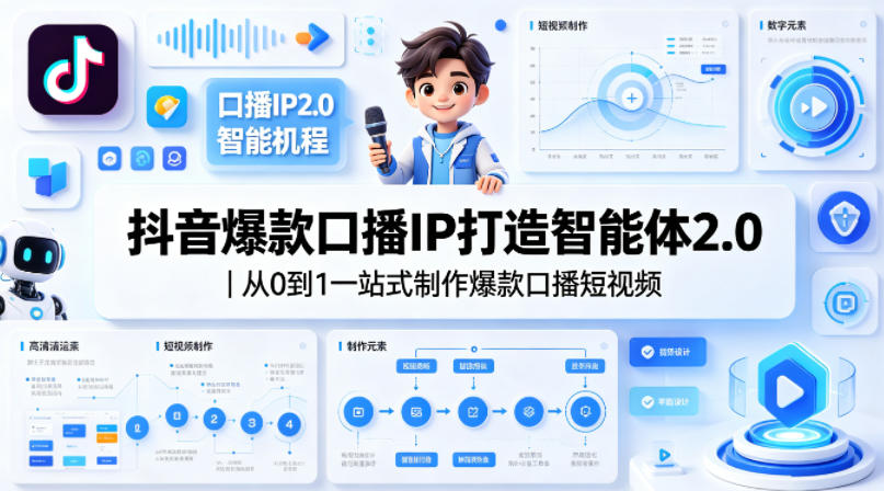 抖音爆款口播IP打造智能体2.0|从0到1一站式制作爆款口播短视频选优云网创选优云网创