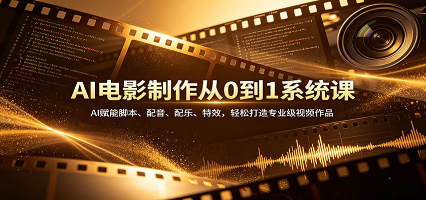 AI电影制作从0到1系统课:AI赋能脚本、配音、配乐、特效,轻松打造专业级视频作品选优云网创选优云网创