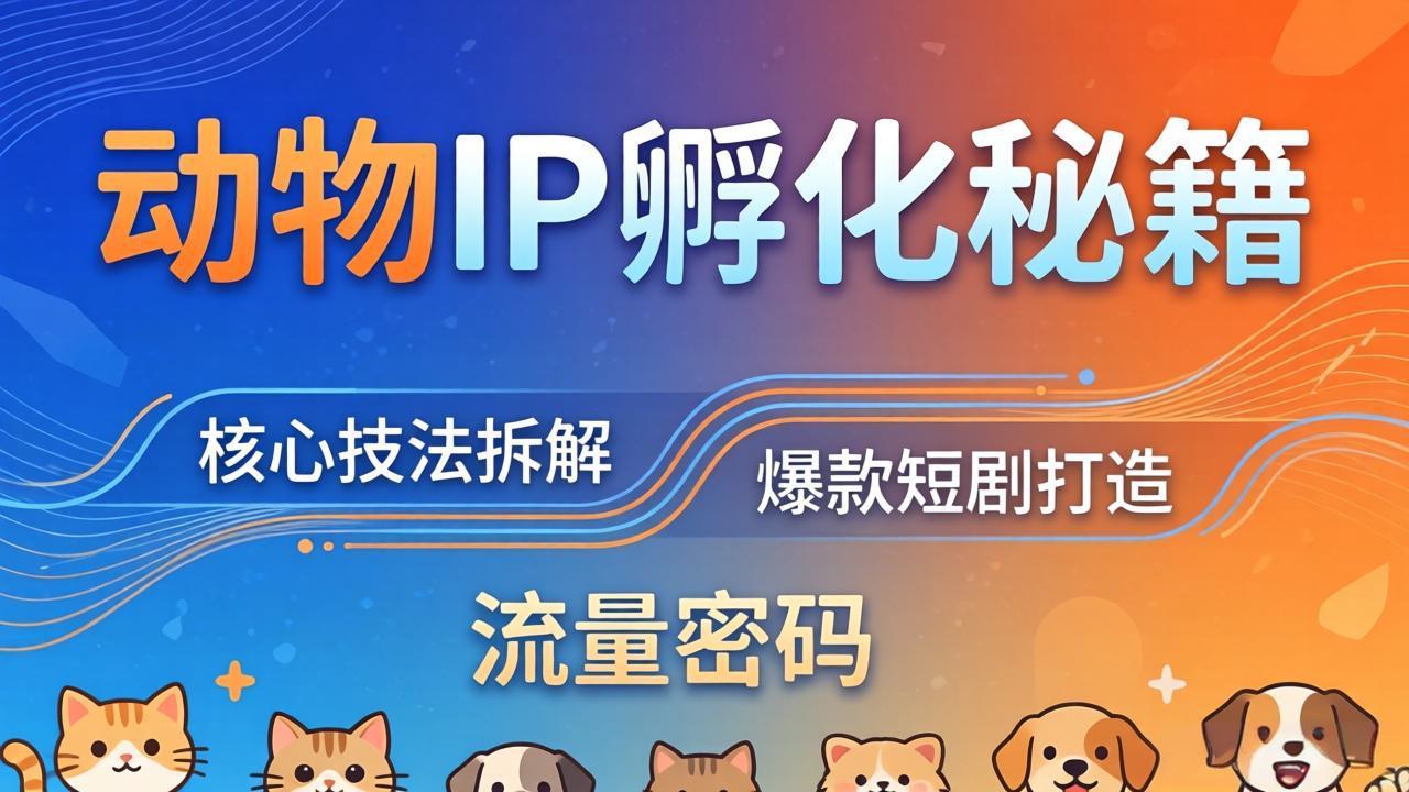 动物IP孵化全套秘籍,三大核心技法拆解,打造爆款萌宠短剧,轻松拿捏赛道流量密码选优云网创选优云网创